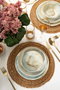 Hermia Juego de vajilla de porcelana de 18 piezas Beige y Turquesa